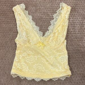 SHEIN Yellow Lace Tank Top